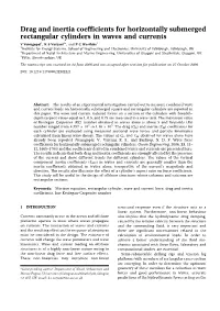 Drag and Inertia Coefficients for Horizontally Submerged Rectangular
