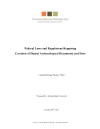 Federal Laws and Regulations Requiring Curation of Digital Archaeological Documents and Data