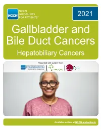 NCCN Guidelines for Patients Gallbladder and Bile Duct Cancers