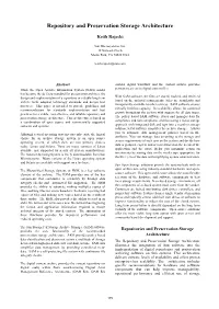 Repository and Preservation Storage Architecture