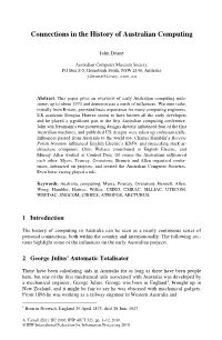Connections in the History of Australian Computing