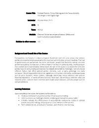 Political Parties, Policy-Making and the Accountability Challenge in the Digital Age Instructor