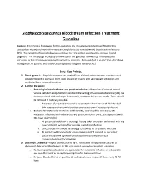 Staphylococcus Aureus Bloodstream Infection Treatment Guideline