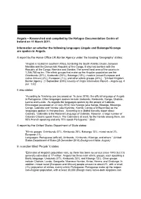 Angola – Researched and Compiled by the Refugee Documentation Centre of Ireland on 11 March 2011