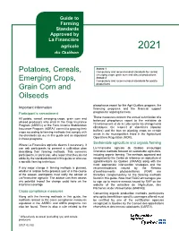 Guide to Farming Standards Approved by La Financière Agricole Du Québec 2021
