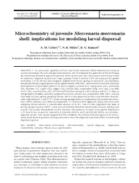 Microchemistry of Juvenile Mercenaria Mercenaria Shell: Implications for Modeling Larval Dispersal