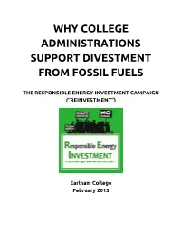 Why College Administrations Support Divestment from Fossil Fuels