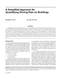 A Simplified Approach for Quantifying Driving Rain on Buildings