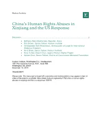 China's Human Rights Abuses in Xinjiang and the US Response