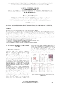 Gothic Churches in Paris St Gervais Et St Protais Image Matching 3D Reconstruction to Understand the Vaults System Geometry