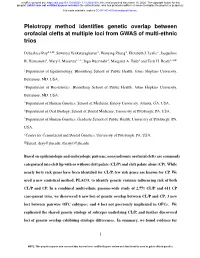 Pleiotropy Method Identifies Genetic Overlap Between Orofacial Clefts at Multiple Loci from GWAS of Multi-Ethnictrios