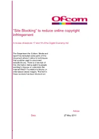 “Site Blocking” to Reduce Online Copyright Infringement