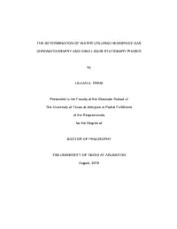 The Determination of Water Utilizing Headspace Gas