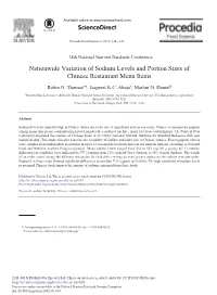 Nationwide Variation of Sodium Levels and Portion Sizes of Chinese Restaurant Menu Items