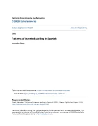 Patterns of Invented Spelling in Spanish