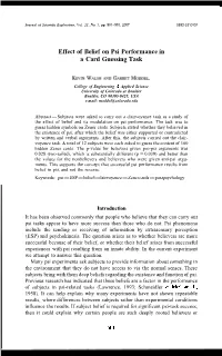 Effect of Belief on Psi Performance in a Card Guessing Task