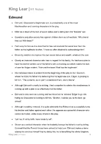 King Lear | H1 Notes