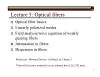 Lecture 5: Optical Fibers