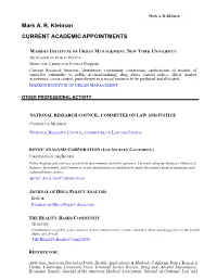 Mark A. R. Kleiman CURRENT ACADEMIC APPOINTMENTS