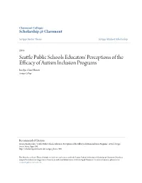 Seattle Public Schools Educators' Perceptions of the Efficacy Of