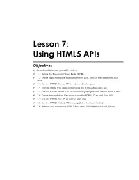 Using HTML5 Apis