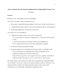 What a Pandemic Reveals About the Implementation of High Quality Primary Care