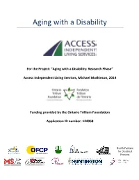 Aging with a Disability – Focus Group Report
