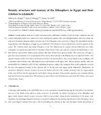 Density Structure and Isostasy of the Lithosphere in Egypt and Their Relation to Seismicity Mikhail K
