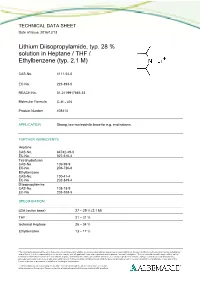 Lithium Diisopropylamide, Typ. 28 % Solution in Heptane / THF / Ethylbenzene (Typ