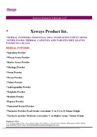 * Xeways Product List