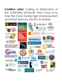 Calling on Restoration of the Calworks 60-Month Time Clock & to Stop the Clock During High Unemployment and When Services Are Not Available