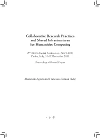 Collaborative Research Practices and Shared Infrastructures for Humanities Computing