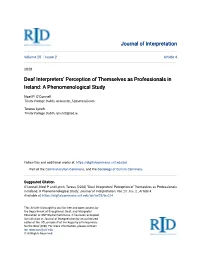Deaf Interpreters' Perception of Themselves As Professionals In