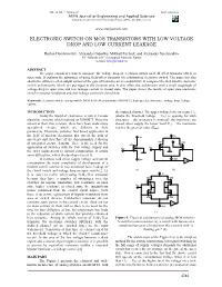 Electronic Switch on Mos Transistors with Low Voltage Drop and Low Current Leakage