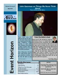 Event Horizon Event Horizon Archives 18 April Meeting Roundup by Mike Spicer (Continued from Front Page)