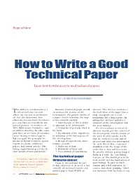 How to Write a Good Technical Paper