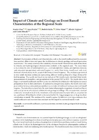 Impact of Climate and Geology on Event Runoff Characteristics at The