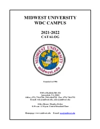 Midwest University Wdc Campus 2021-2022 Catalog