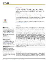 Mycobacterium Tuberculosis Detects Individuals with Latent TB Infection