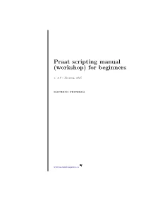 Praat Scripting Manual (Workshop) for Beginners V