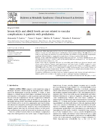 Serum Ages and Srage Levels Are Not Related to Vascular Complications in Patients with Prediabetes