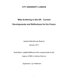 Web Archiving in the UK: Current