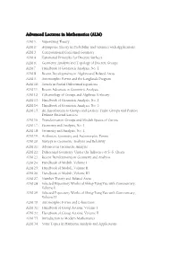 Advanced Lectures in Mathematics