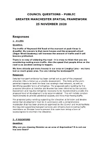 Council Questions - Public Greater Manchester Spatial Framework 25 November 2020