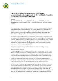 Decision in Strategic Inquiry OI/1/2019/MIG Concerning the Transparency of the Bodies Involved in Preparing Eurogroup Meetings
