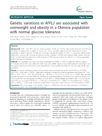 Genetic Variations in APPL2 Are Associated with Overweight And
