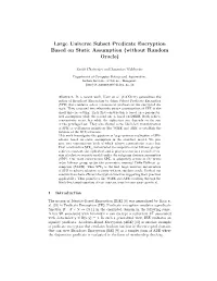 Large Universe Subset Predicate Encryption Based on Static Assumption (Without Random Oracle)