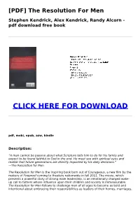 Pdf the Resolution for Men Stephen Kendrick, Alex Kendrick, Randy