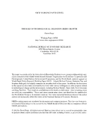The Role of Technological Change in Green Growth
