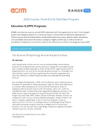 2020 Impulse, Front-End & Checklane Program Education & EPPS